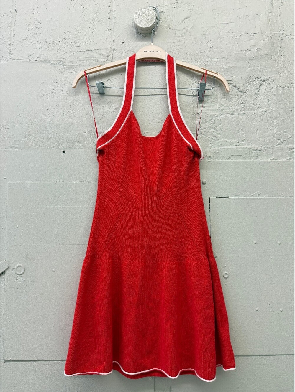 Daily Practice x Anthropologie Red Knit Halter Dress with White Trim tenniscore